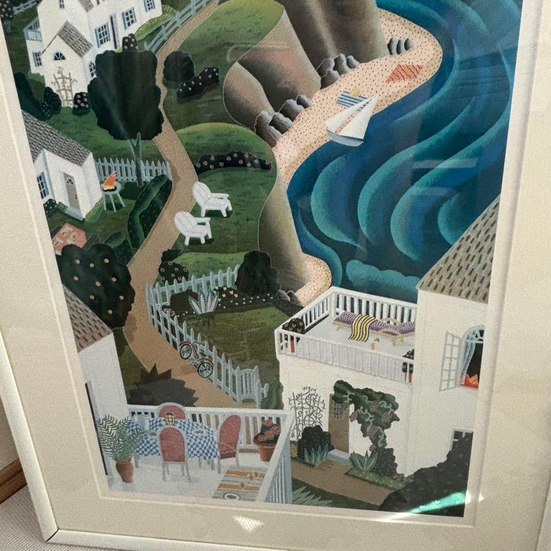 トーマス・マックナイト　ナンタケットの灯台 額入りポスター　アート　ヴィンテージ