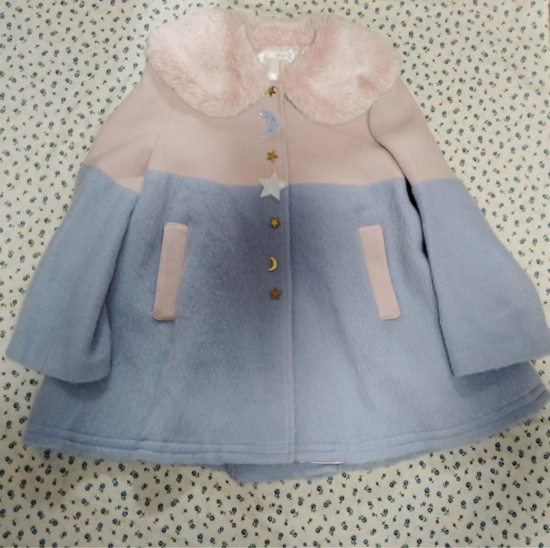 MILK フリース Aラインコート ピンクブルー