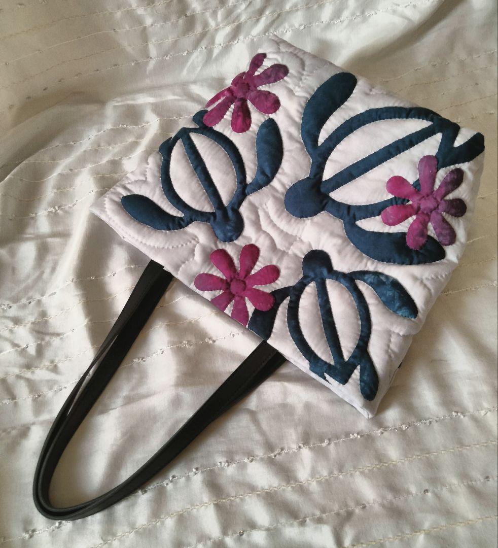 ☆263.ハワイアンキルト・バッグ・ホヌ＆ティアレ