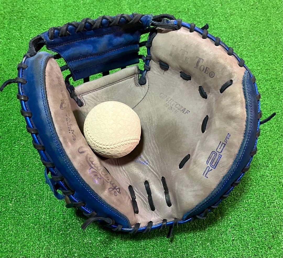 一般軟式 野球 キャッチャーミット Rawlings ブルー グレー 大人用