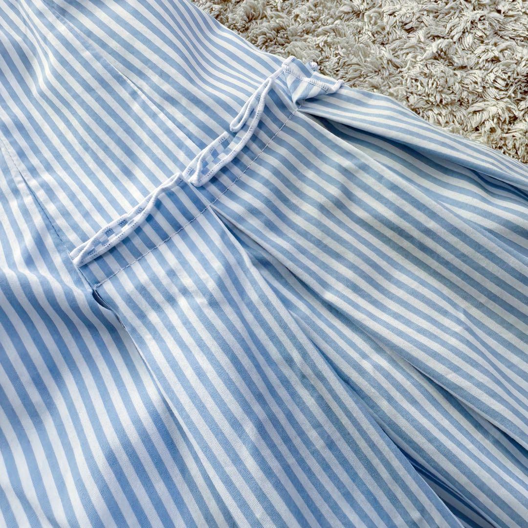 ルネ：限定カラー【ストライプ柄／フレア×バルーン】タック＆プリーツ•ワンピース