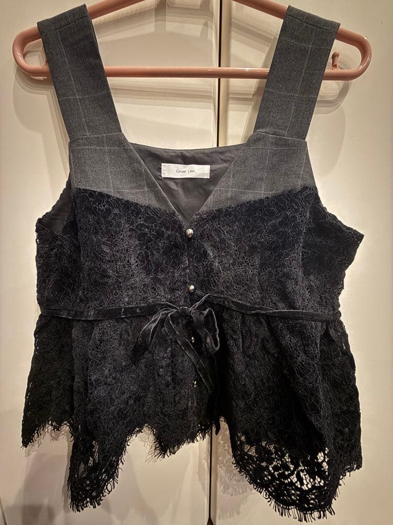 Eimee Law キャミソール ベロアレース ペプラムビスチェキャミソール