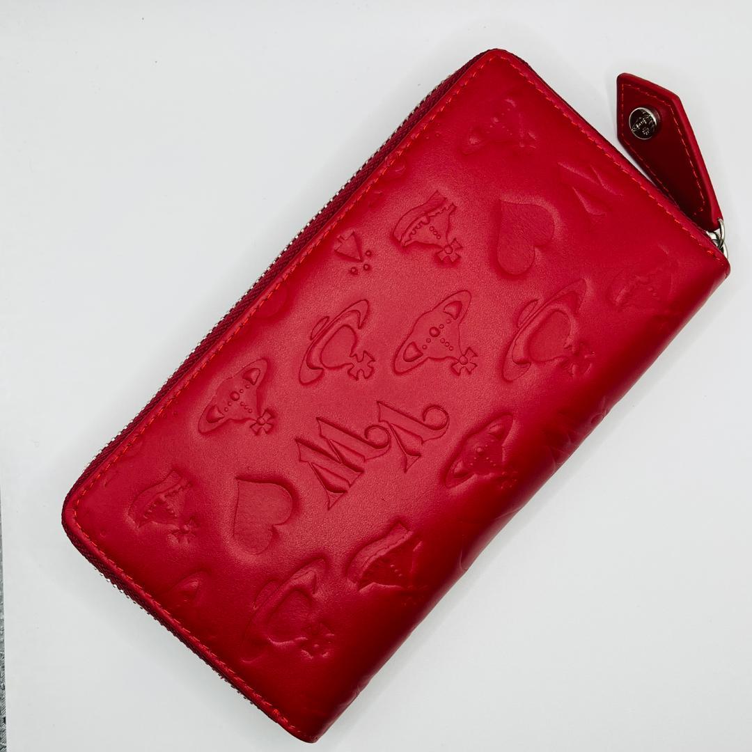 未使用 Vivienne Westwood 長財布 赤 型押し マット 人気