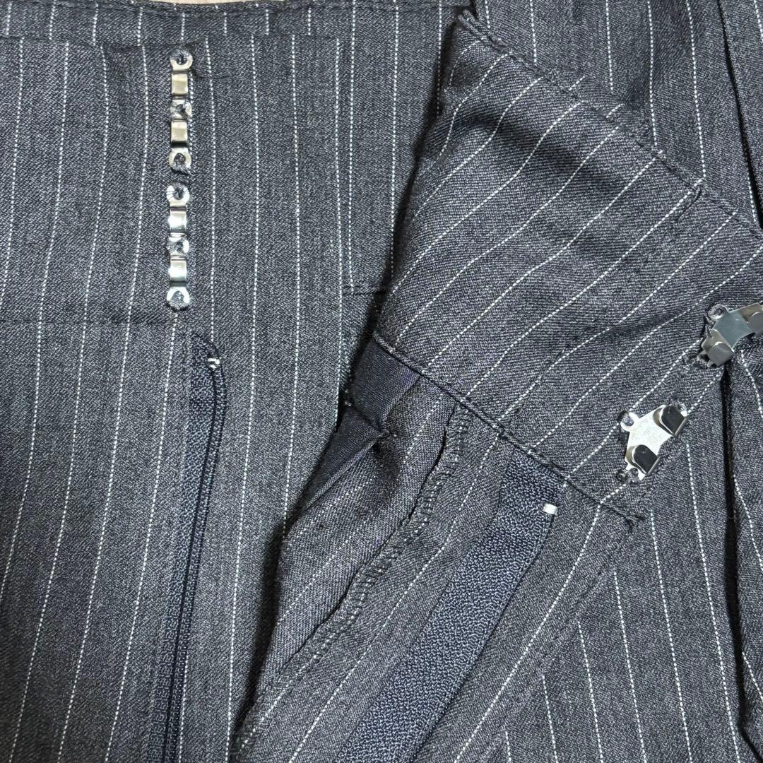 SeekSole ダークグレー ストライプ スラックス