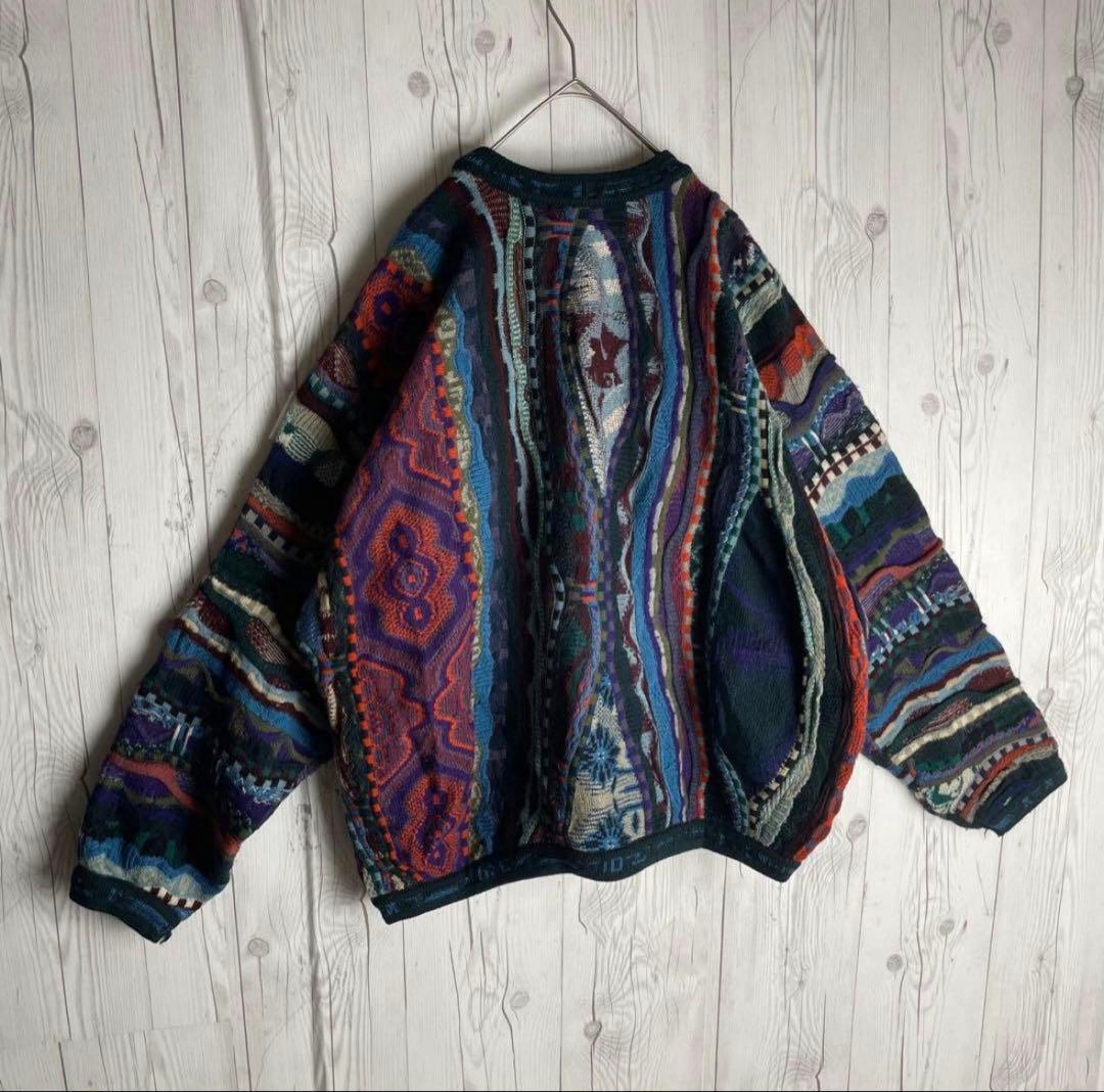 【1点モノ】クージー☆立体 3D編み アボリジニアート ニット セーター