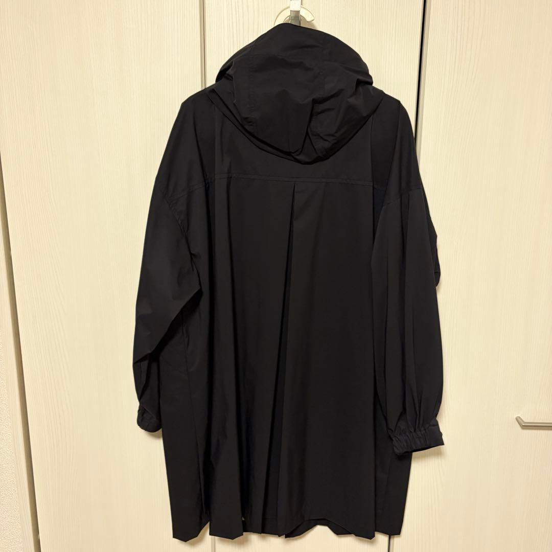 クリーニング済 I ロング ナイロンコート フード 黒 BLACK