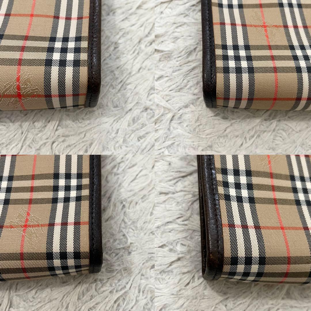 ✨美品✨バーバリー　クラッチバッグ　ノバチェック　フラップ　キャンバス　レザー