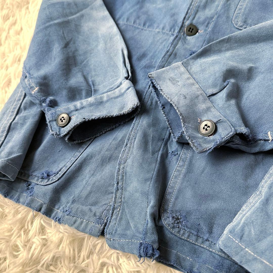 60s フレンチワーク カバーオール ブルー ユーロヴィンテージ 雰囲気系 襤褸