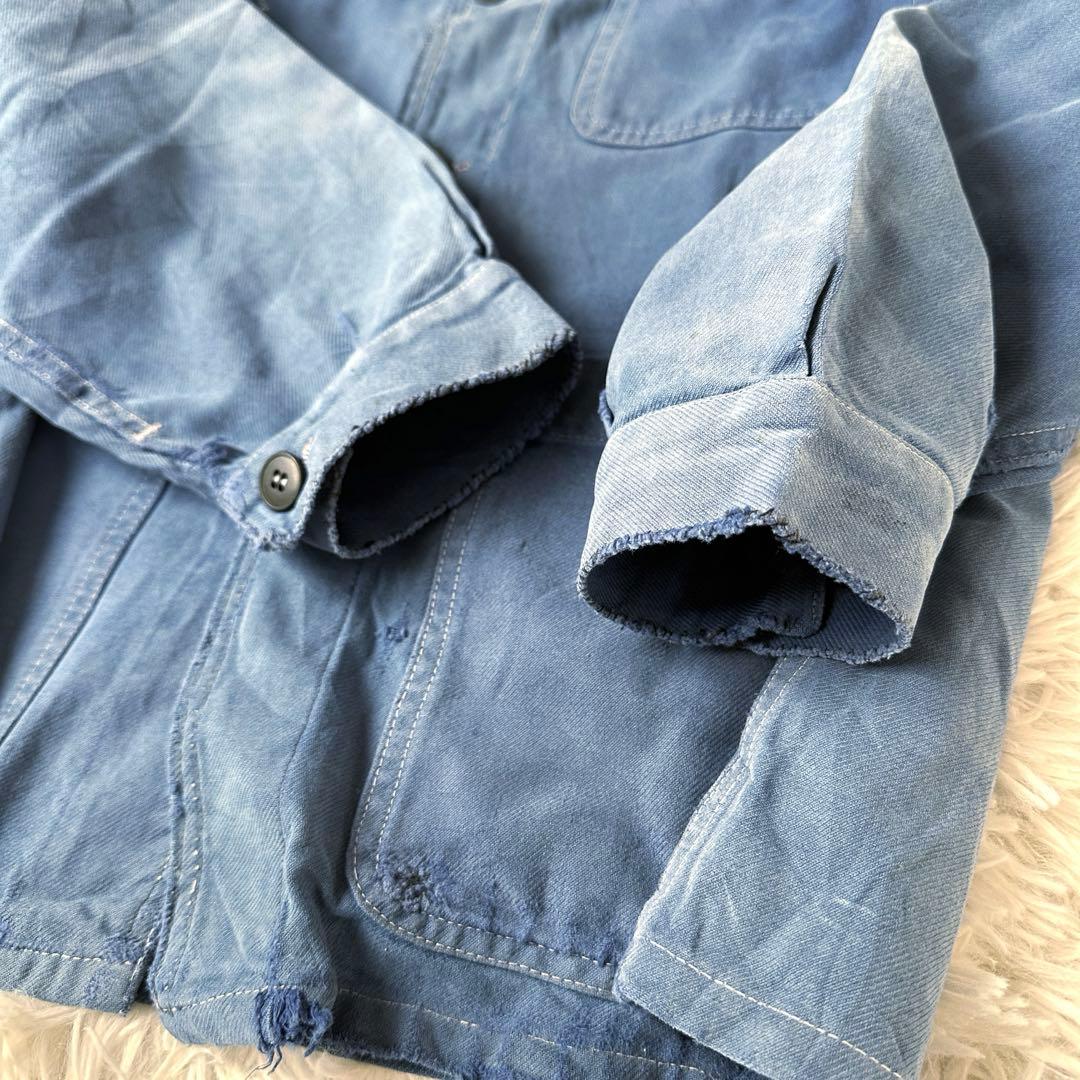 60s フレンチワーク カバーオール ブルー ユーロヴィンテージ 雰囲気系 襤褸