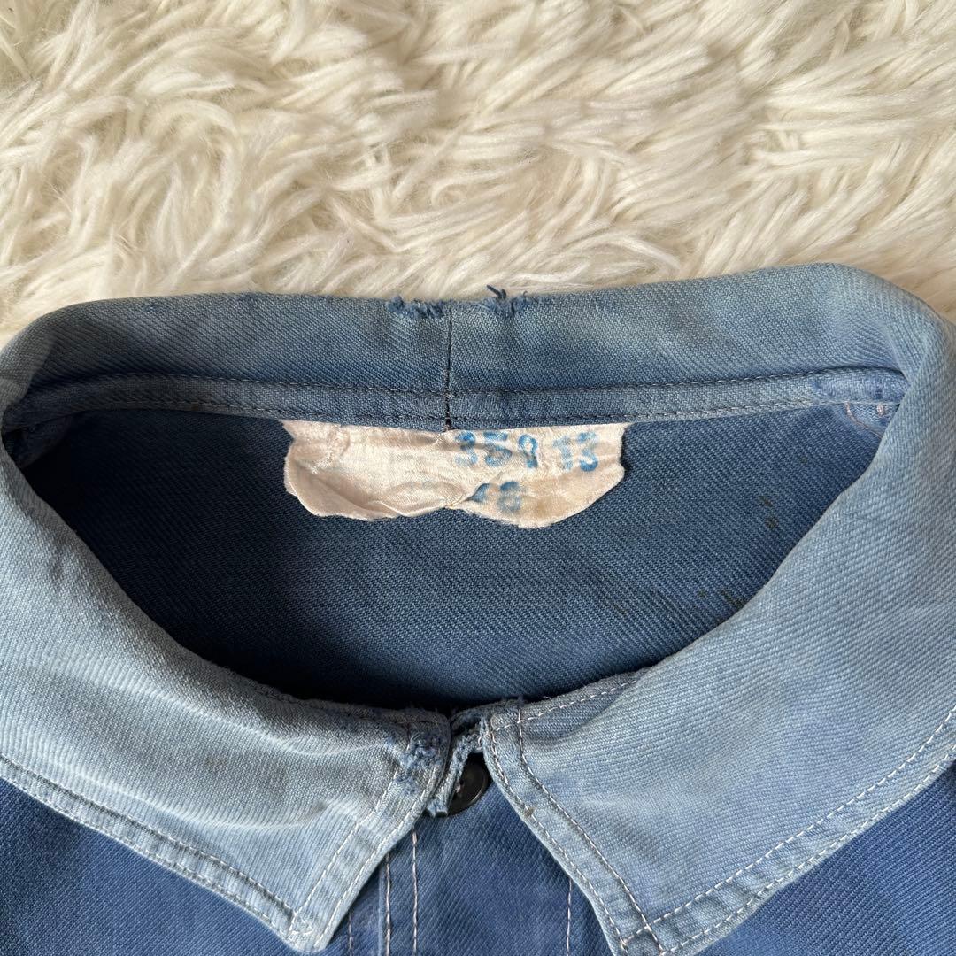 60s フレンチワーク カバーオール ブルー ユーロヴィンテージ 雰囲気系 襤褸