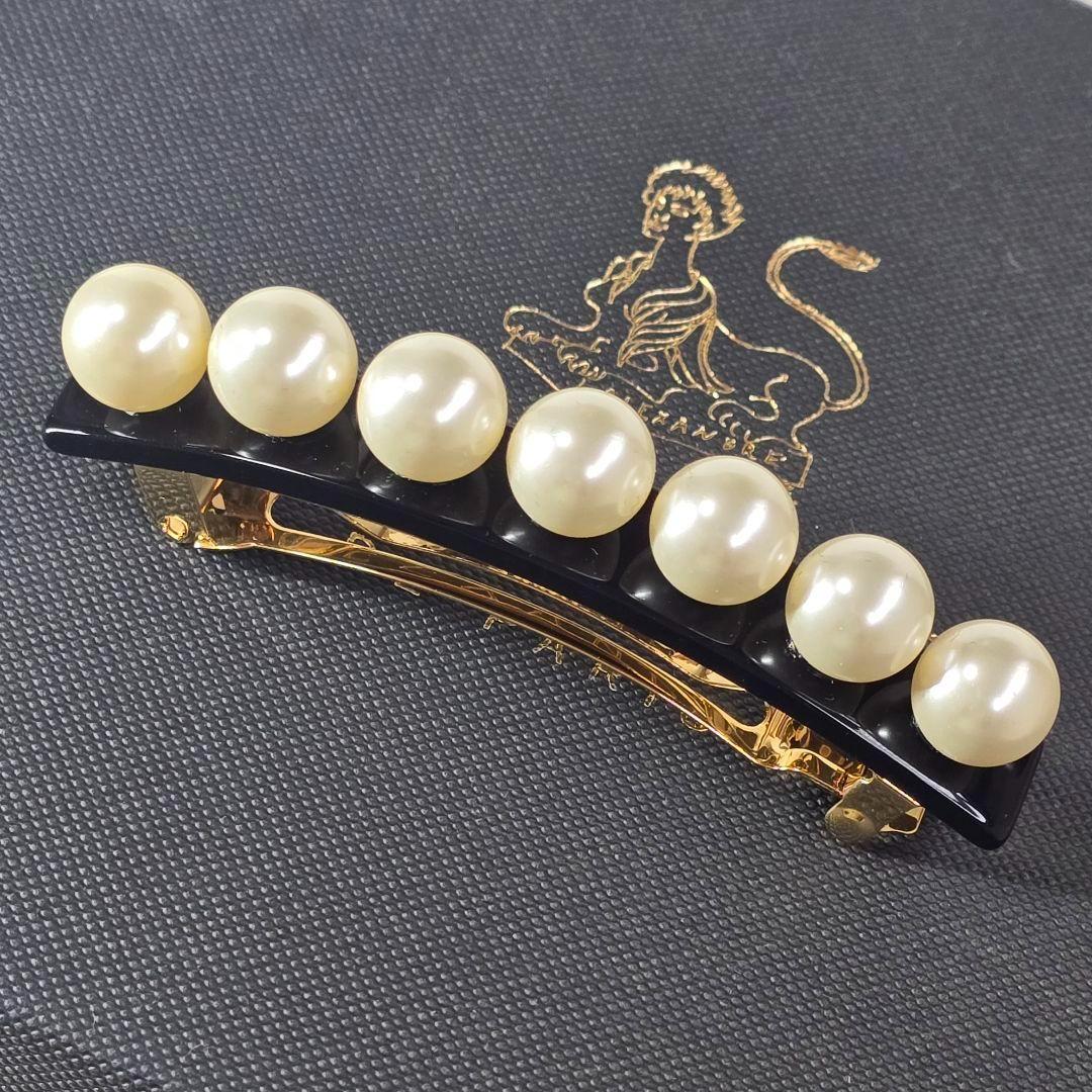 【新品級】アレクサンドル ドゥ パリ バレッタ　パール ブラック