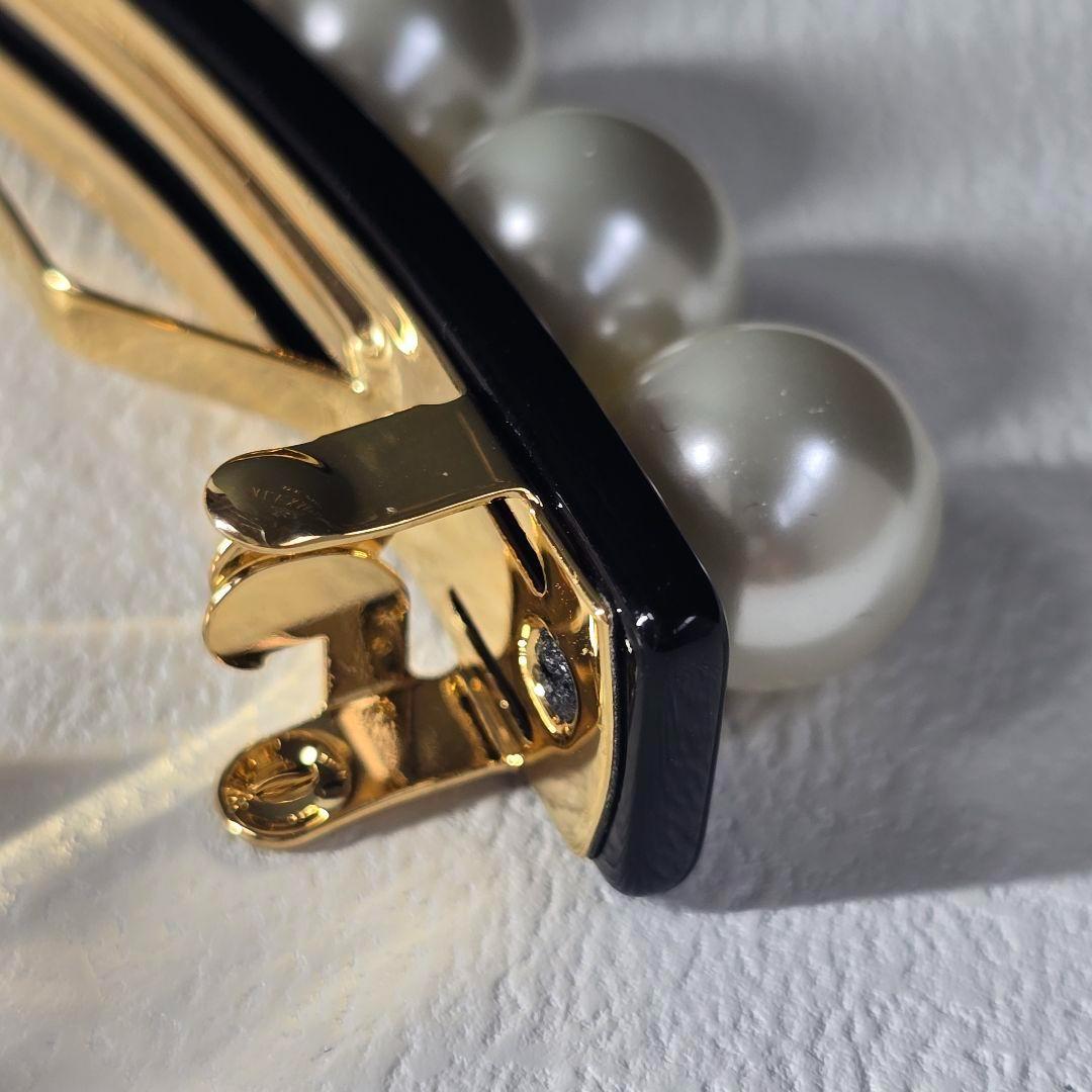 【新品級】アレクサンドル ドゥ パリ バレッタ　パール ブラック