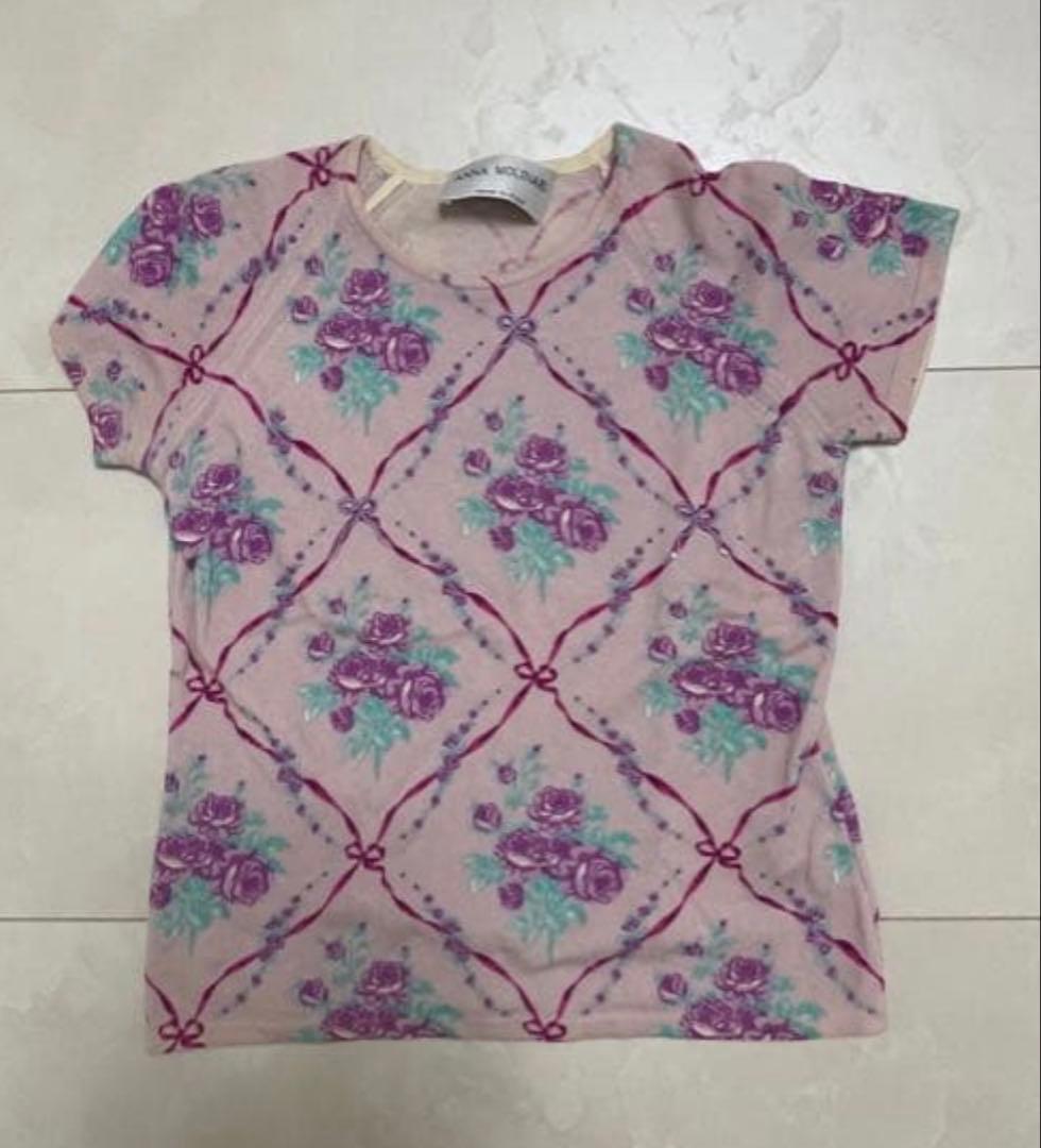 アンナモリナーリ　ツインニット　花柄　ピンク 　ブルマリン