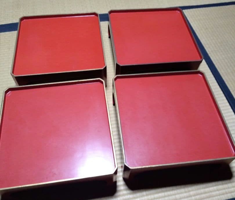 角膳　会席膳　朱色　木製　漆器　 大小2セットプラス大8膳