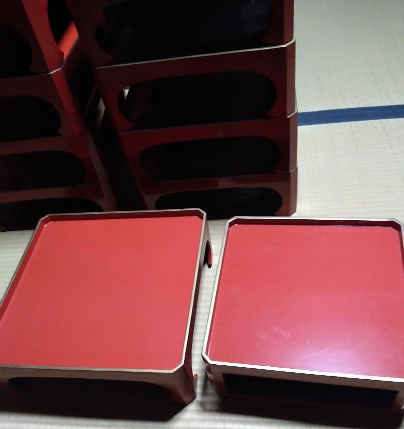 角膳　会席膳　朱色　木製　漆器　 大小2セットプラス大8膳