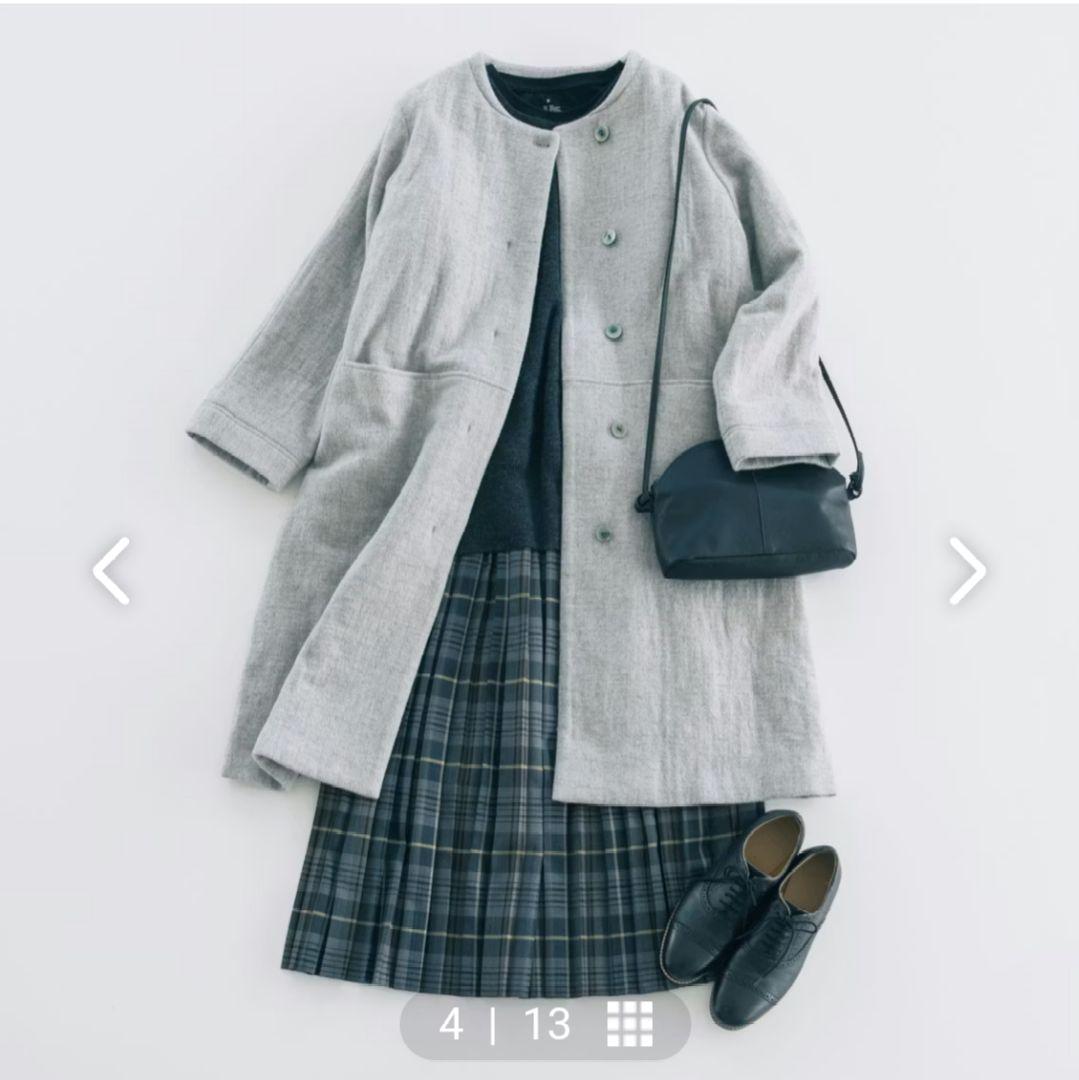 北欧暮らしの道具店柔らかシルエットのノーカラーコート