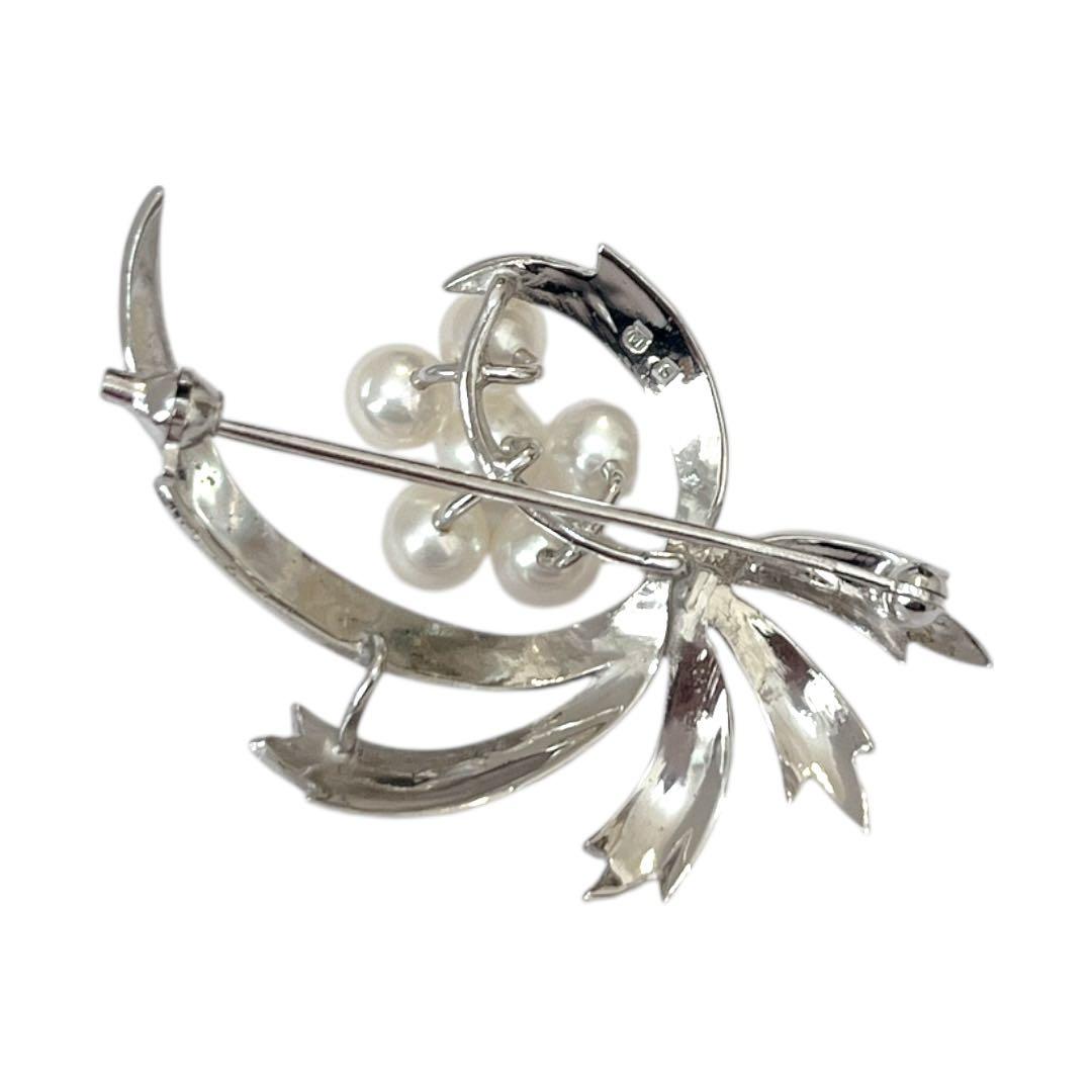 【極美品】MIKIMOTO パールブローチ リーフ お花 アコヤ真珠 業者磨き済