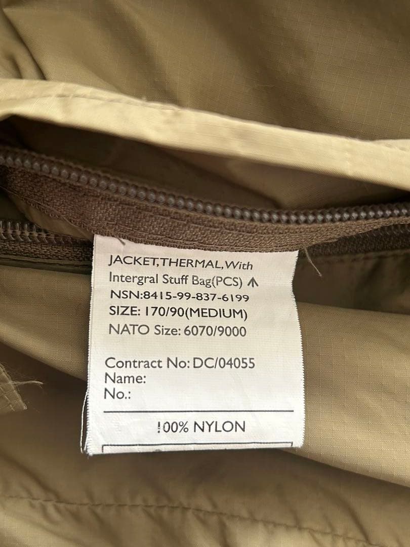 BRITISH ARMY イギリス軍 PCS サーマルジャケット MEDIUM