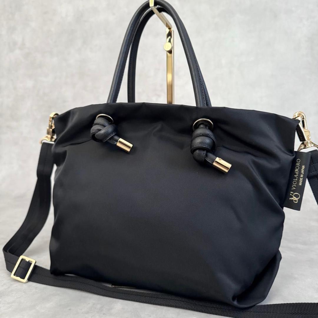 未使用級 VIOLAd’ORO BIANCA トートバッグS 2WAY 黒 軽量