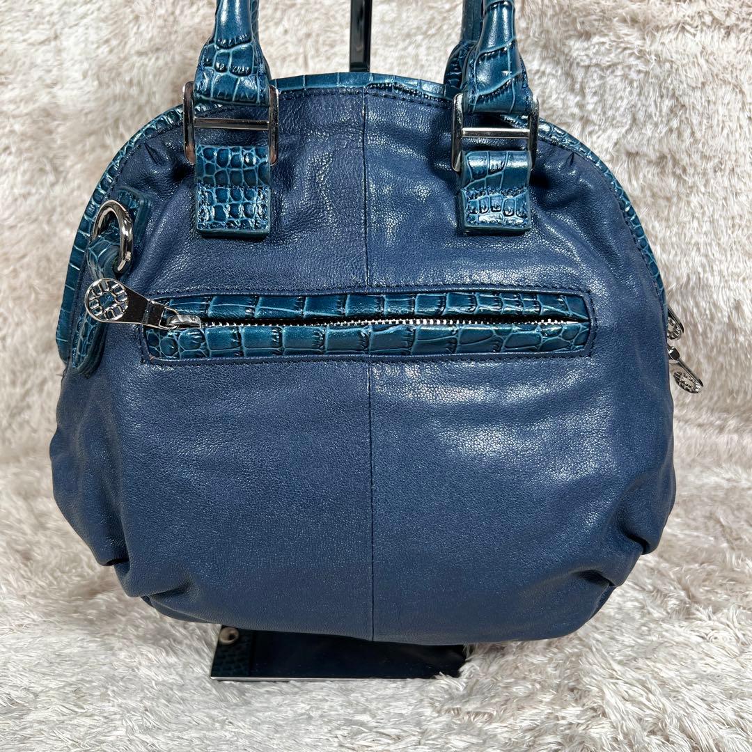 muta ムータ　No.8 ハンドバッグ　スパンコール　ネイビー　レザー　水玉