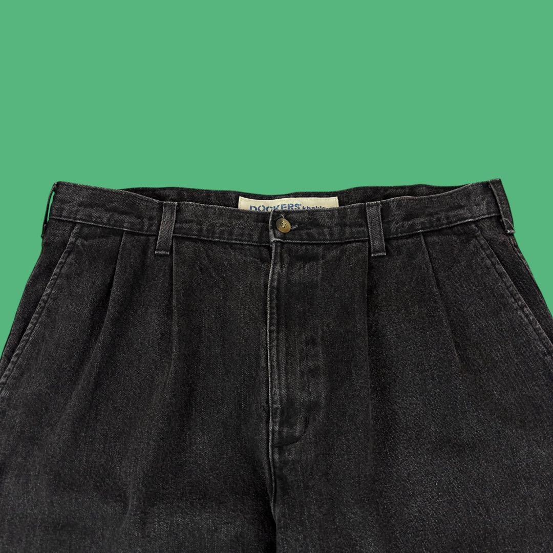 90s Dockers 2タック ブラックデニムスラックス W34 Levi's