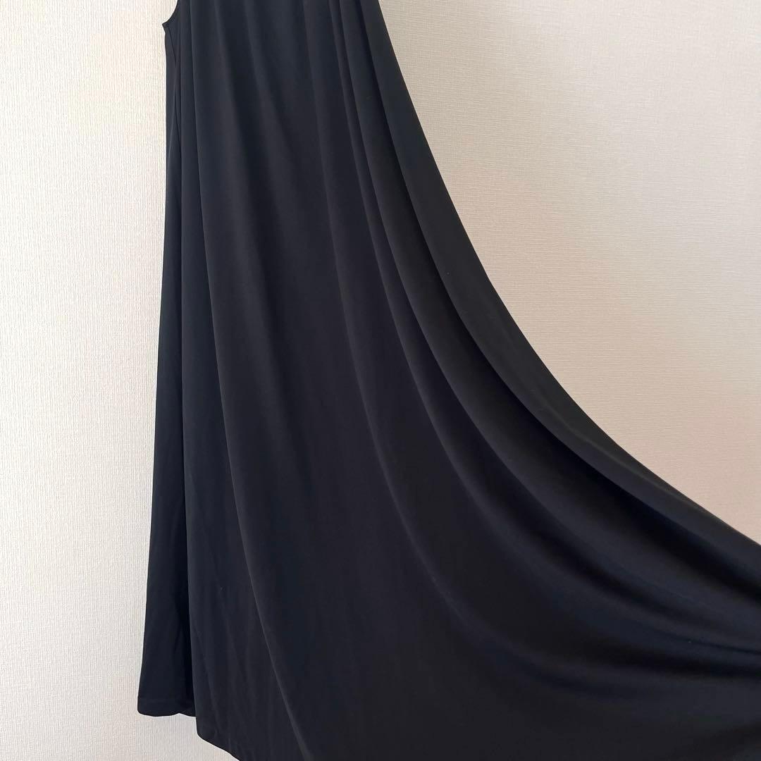 週末値下げ❣️CABaN【美品】キュプラジャージー ギャザーキャミワンピ S 黒♦︎