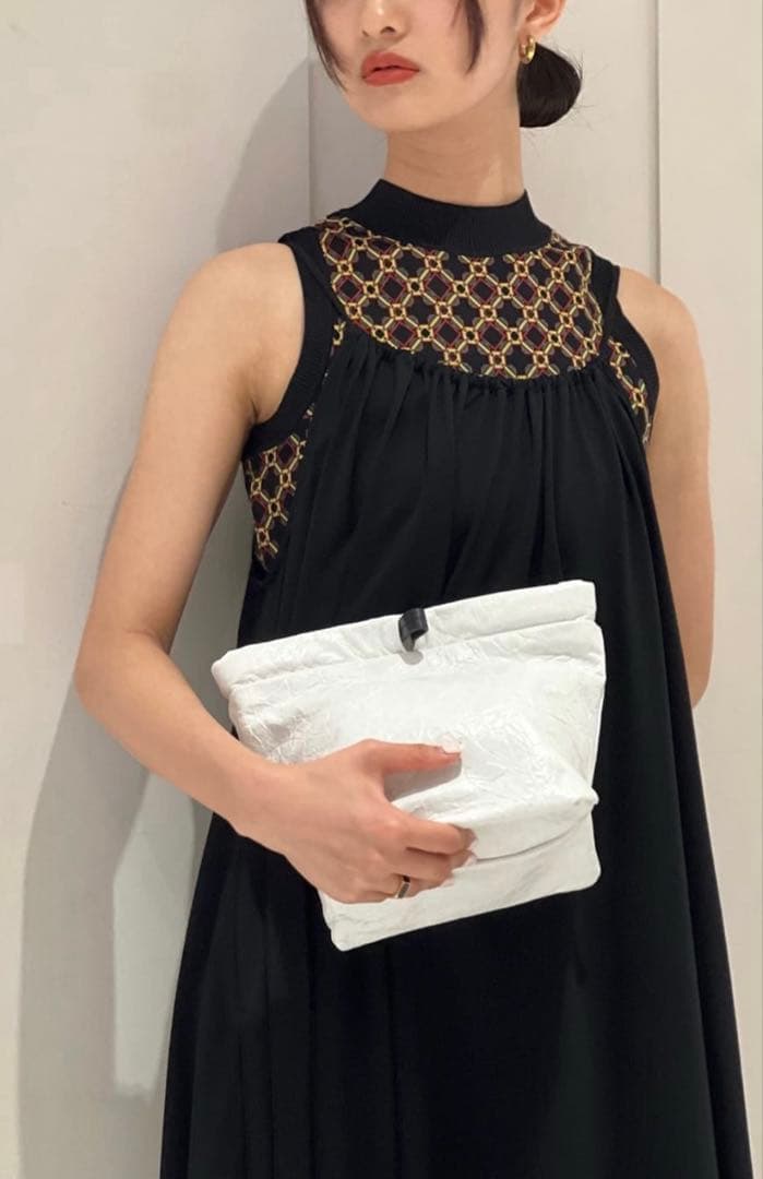 週末値下げ❣️CABaN【美品】キュプラジャージー ギャザーキャミワンピ S 黒♦︎