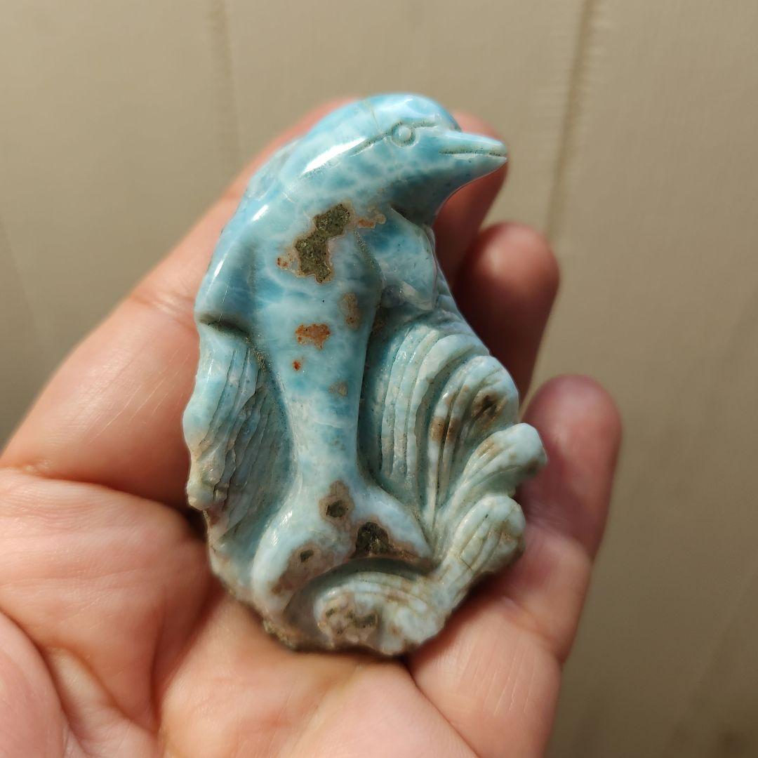 週末限定価格 ラリマー 原石 イルカ彫刻 置物