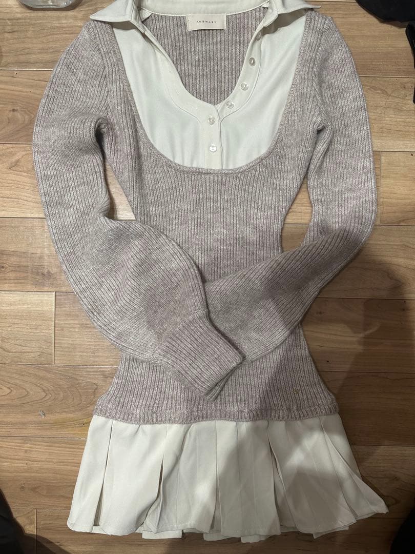 andmary Demi knit mini dress ワンピース