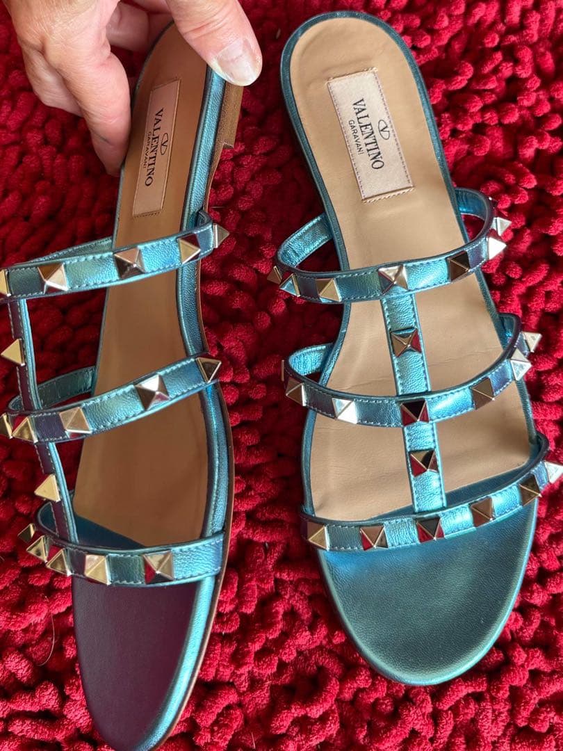 VALENTINO アクアブルー スタッズ ミュール