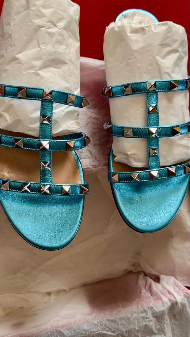 VALENTINO アクアブルー スタッズ ミュール