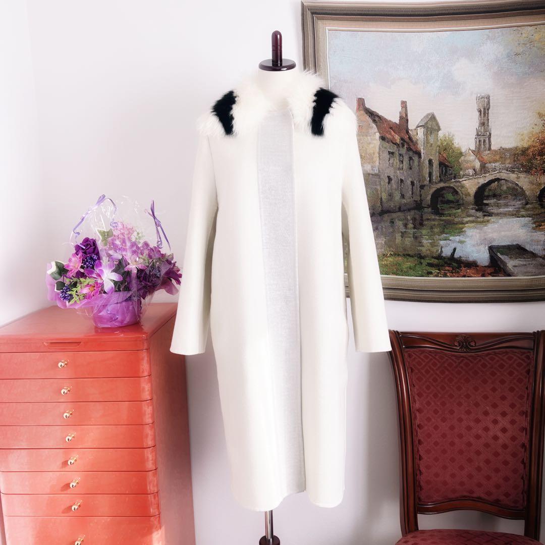 美品　FENDIフェンディ フォックス　ファー　カシミヤ ダブルフェイス　コート