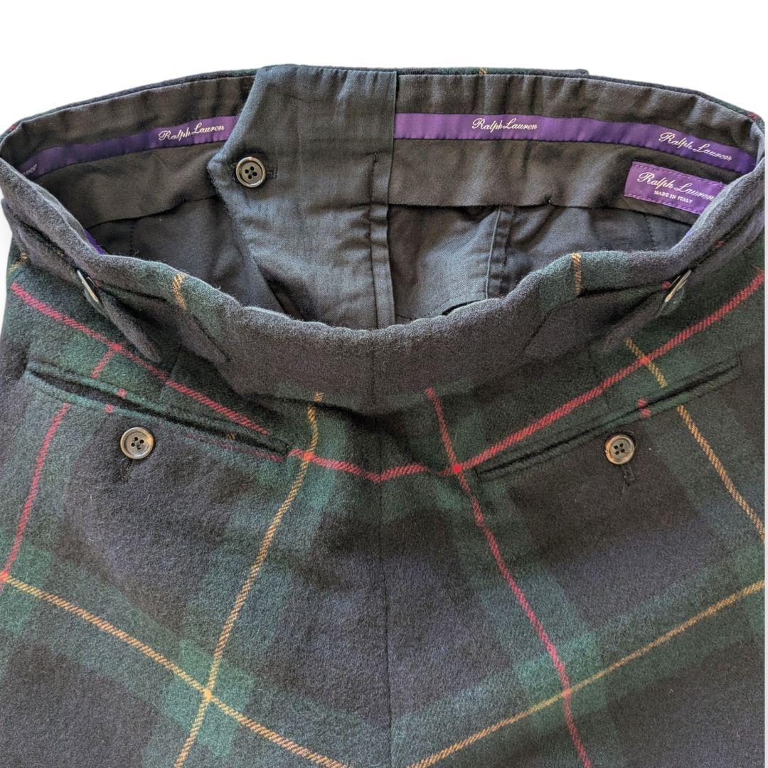 RALPH LAUREN PURPLE LABEL カシミヤチェックスラックス