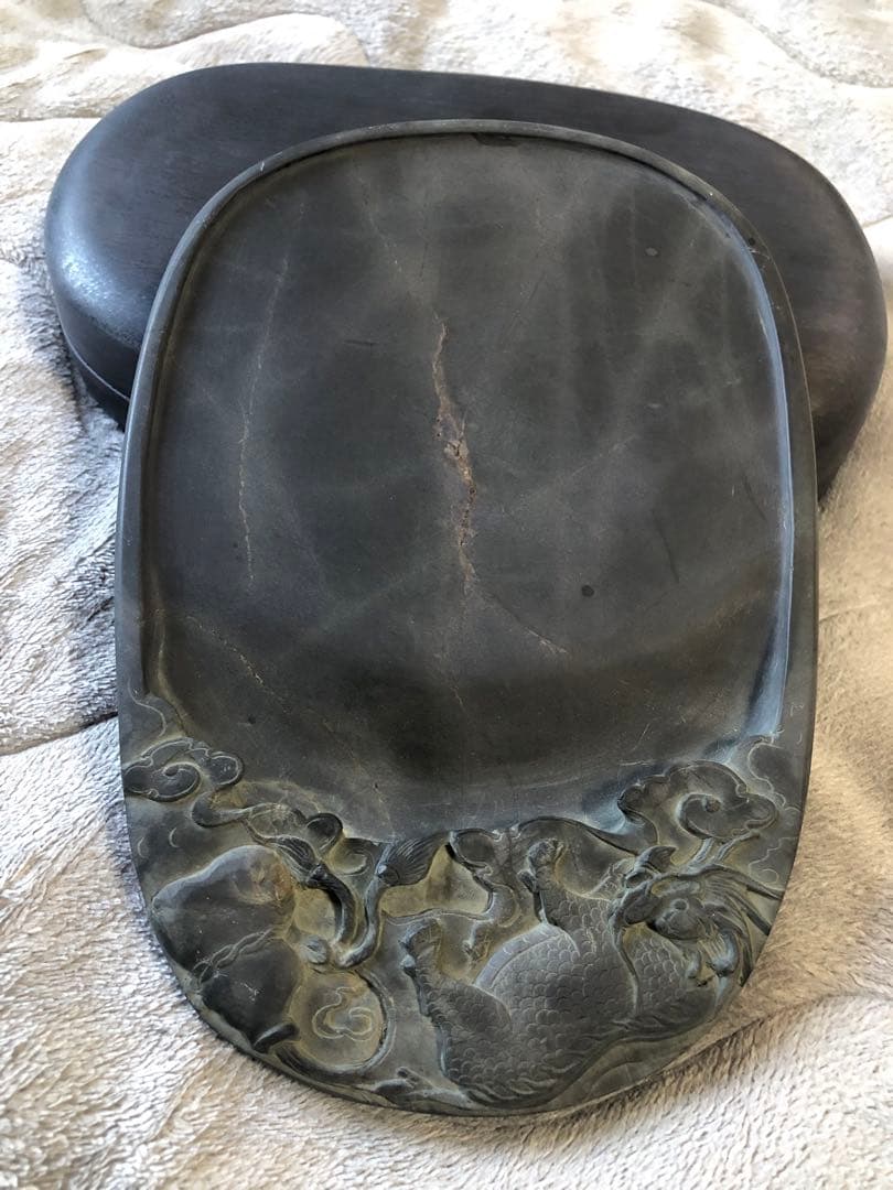 硯 旧老坑 青花 金綫 書道具硯　すずり 端溪硯 水岩 文房四寶 端渓硯 骨董