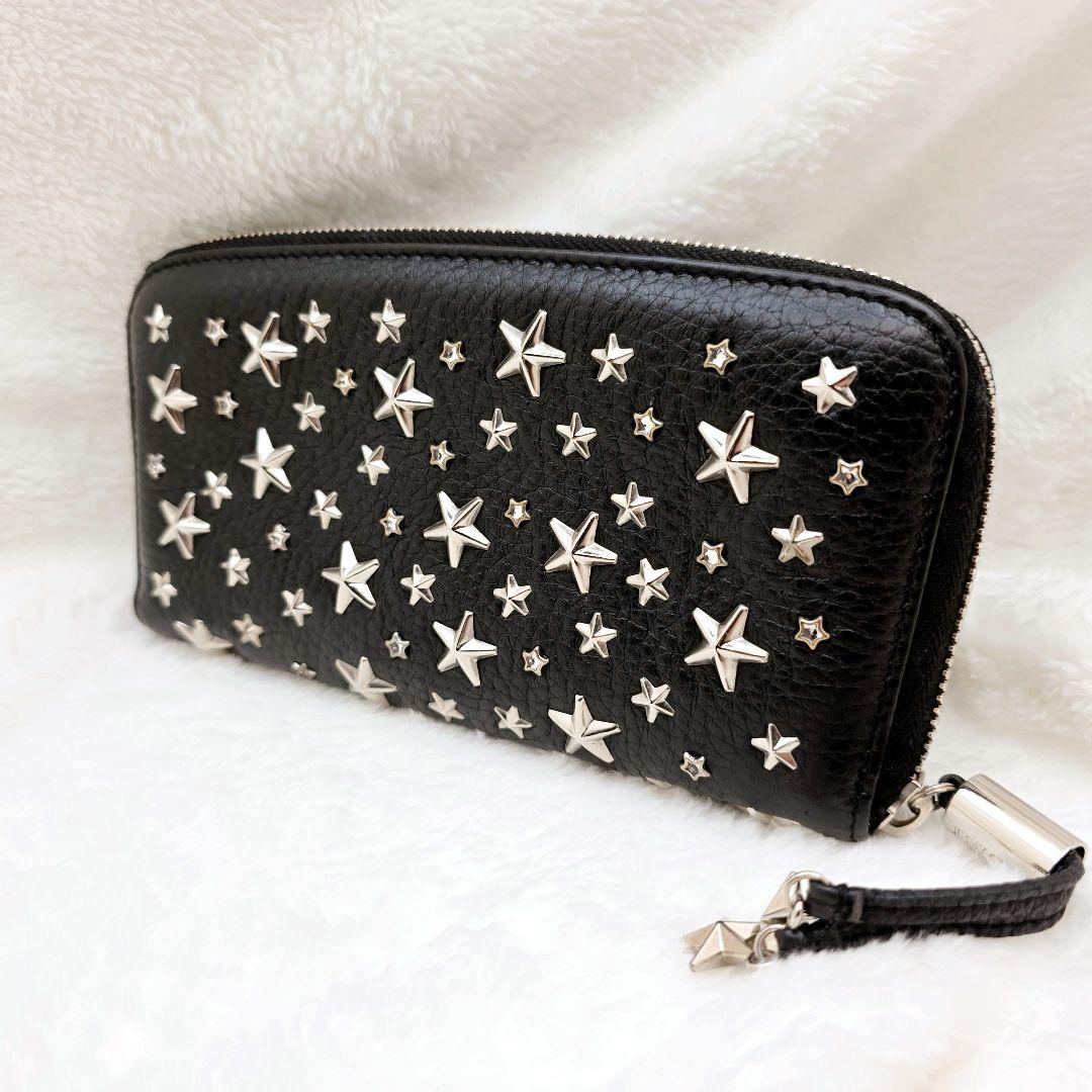 Jimmy Choo FILIPA ラウンドジップ 長財布 スタースタッズ 黒