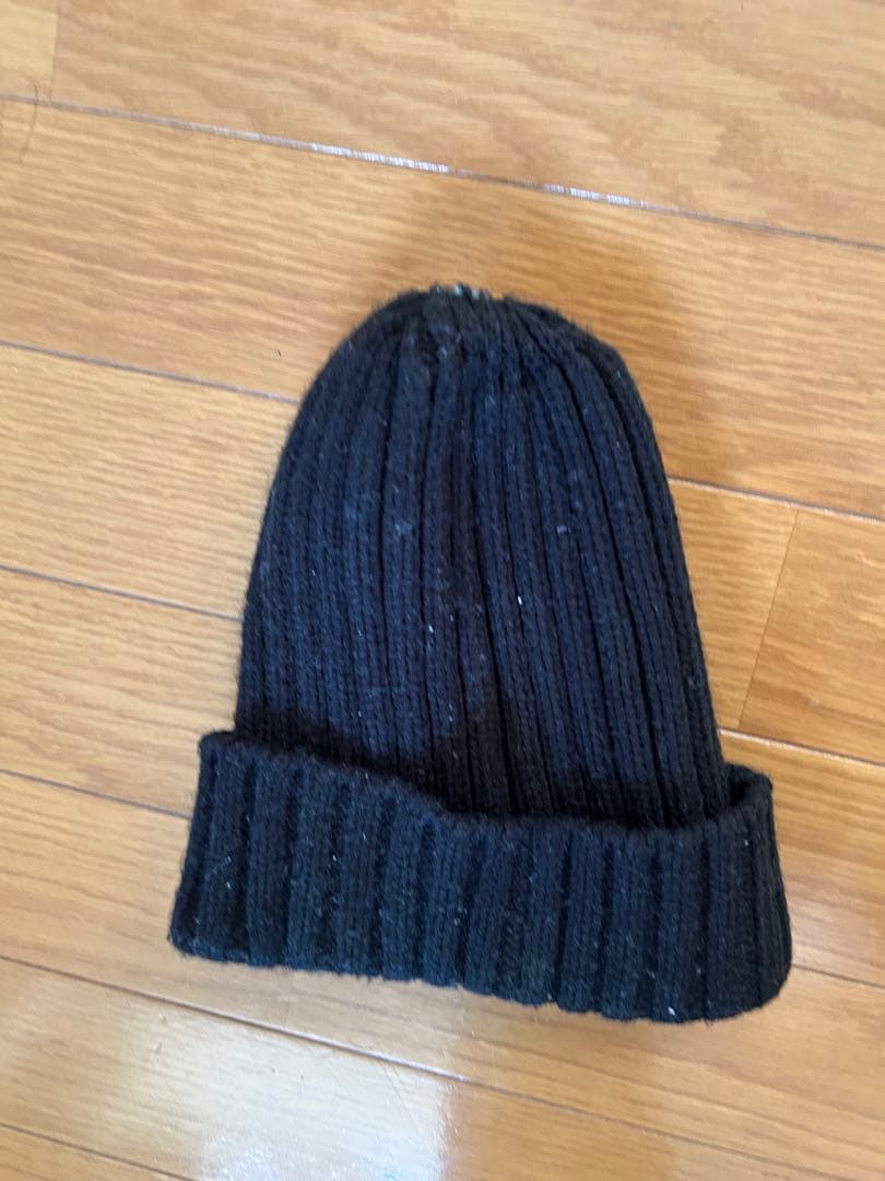 MONCLER 黒 リブ編み ビーニー