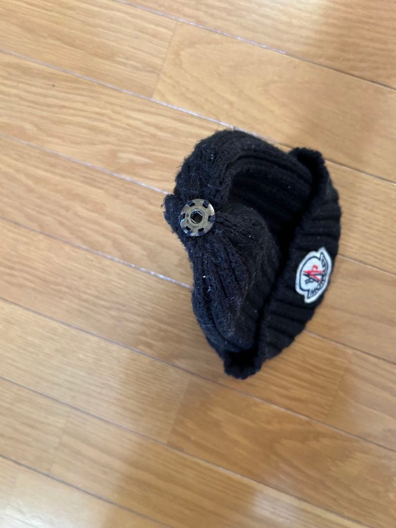 MONCLER 黒 リブ編み ビーニー