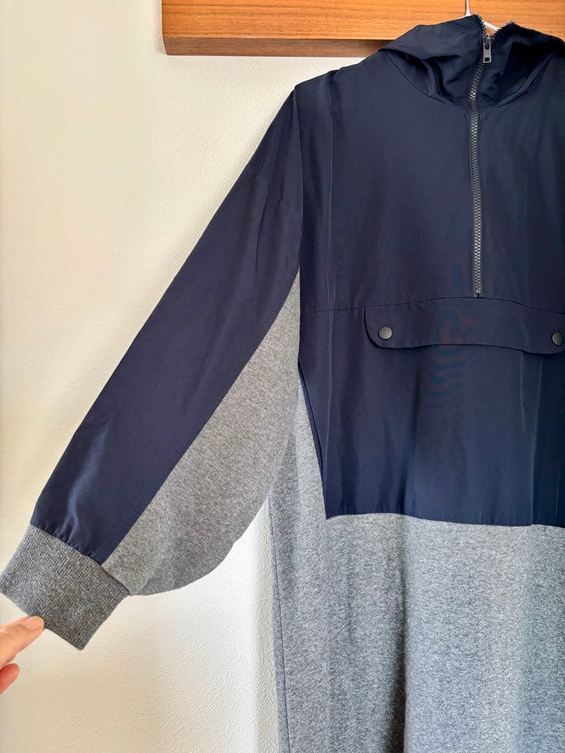 nagonstansナゴンスタンス　パーカーワンピース 異素材 ロング丈