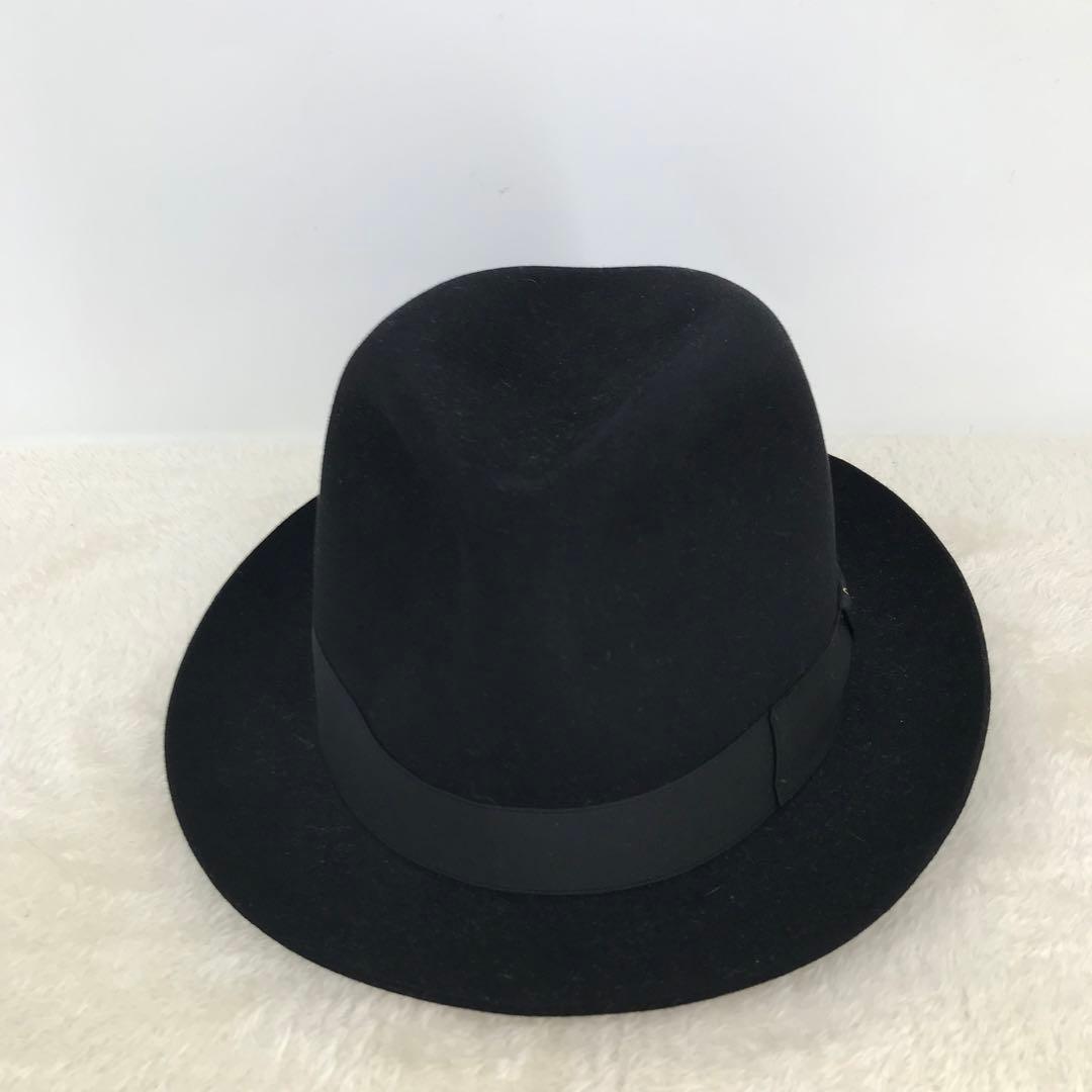 ボルサリーノ　ハット　59　ラビットファー　ブラック　ショートブリム