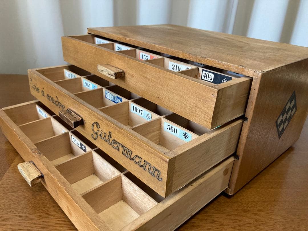 フランス アンティーク ギッターマン ソーイングキャビネット糸巻ディスプレイ什器