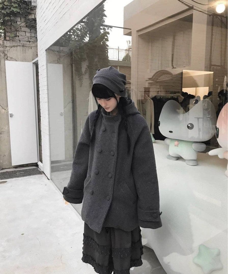 Hugyourskin Hooded Half Coat フード付き コート
