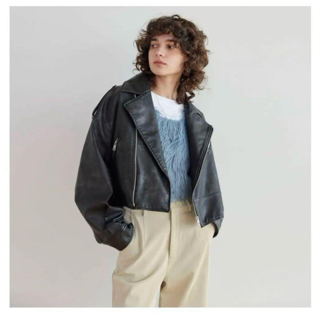 シールームリン　Vintage ECOレザーSHORTライダースジャケット