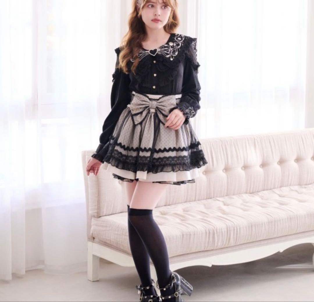 LIZLISA リズリサ メイドライクサスペンダー付スカート　ピンク　ブラック