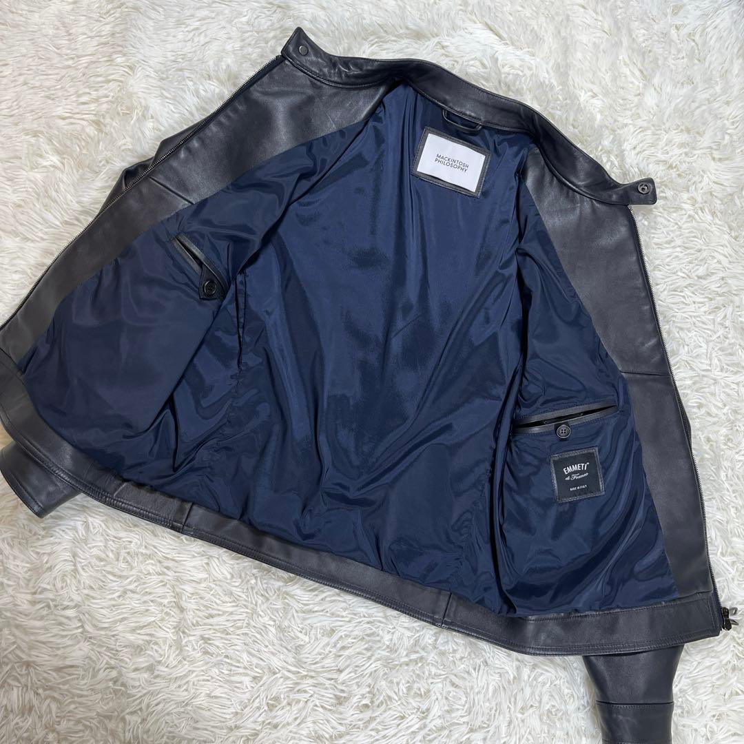 【美品】エンメティ×マッキントッシュ　切替　ジャケット　レザー　デニム　L