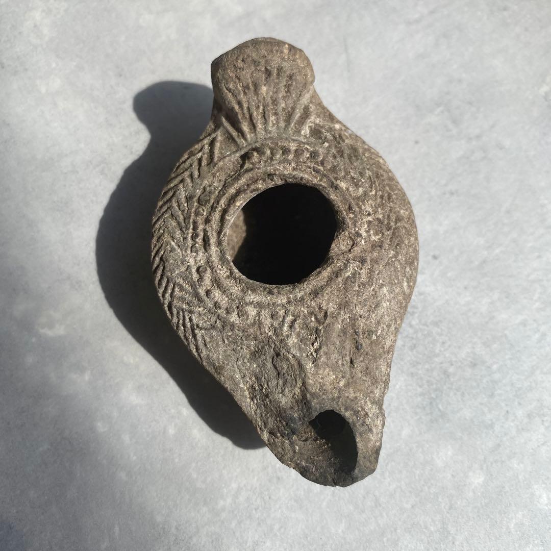 古代ローマ　アンティークオイルランプ　テコラッタ　8cm 48g