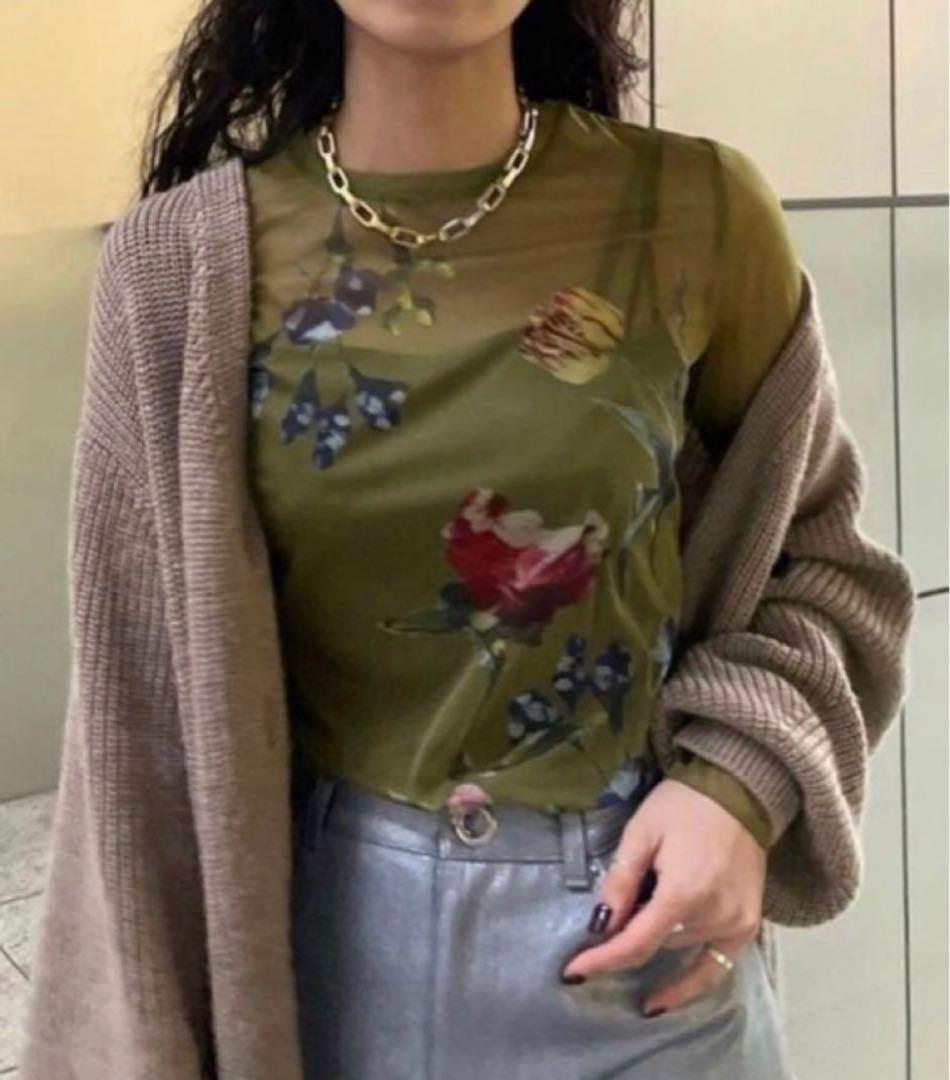 トップス AMERI SOFIA SHEER CUT TOP