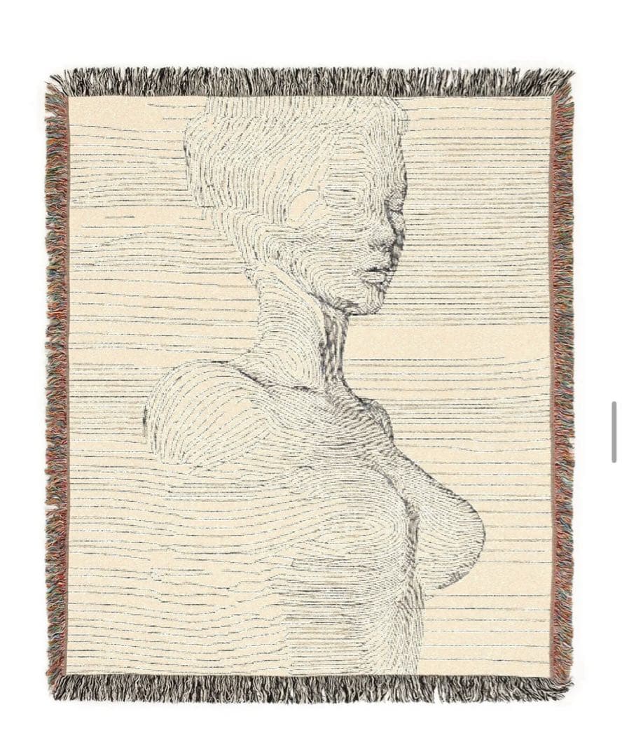 imperf フリンジ付きブランケット、ラグ L