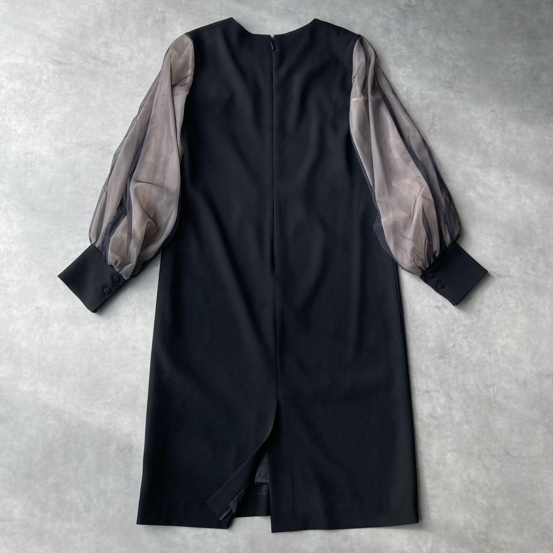 希少✨️エポカ バックサテンジョーゼット ワンピース シアー シースルー ブラック