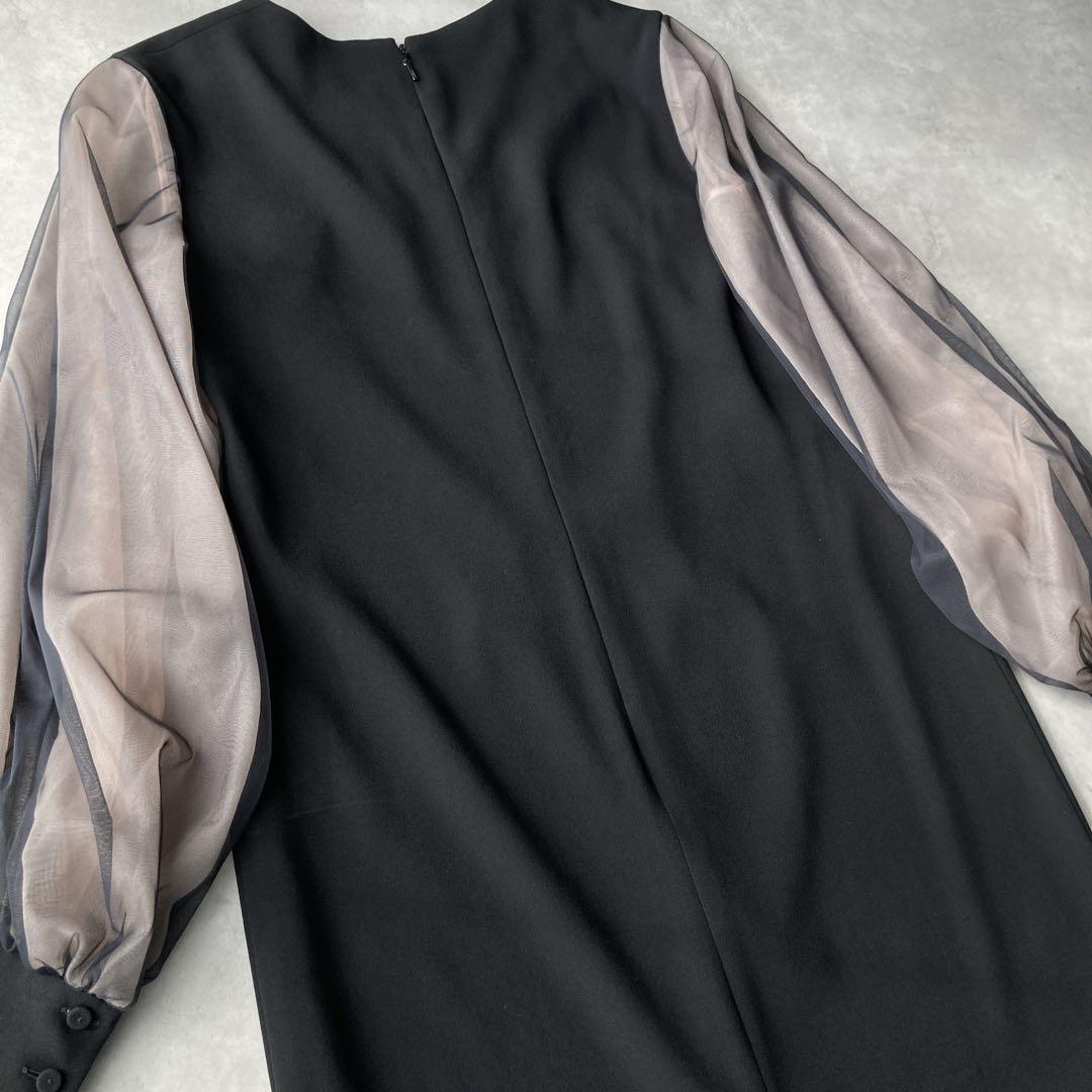 希少✨️エポカ バックサテンジョーゼット ワンピース シアー シースルー ブラック
