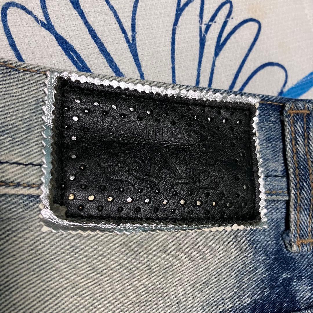【希少】MIDAS 刺繍　染め　ダメージ加工　ワイド　フレア　デニム　パンツ